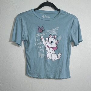 Disney Light Blue Marie Kitten Tee with Pink Accents